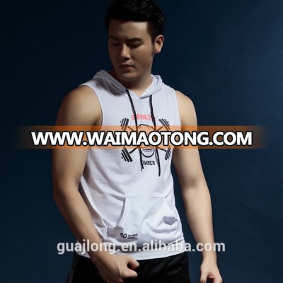 wholesale custom mens plain gym stringer sleeveless fitness hoodies